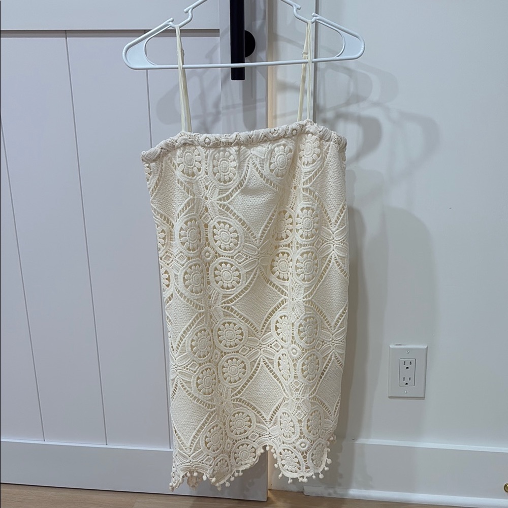 Cream Lace Strap Dress